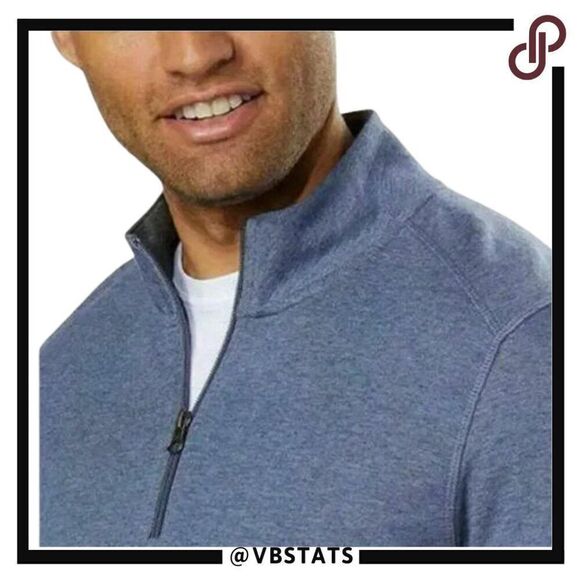 English Laundry XXL Performance 1/4 Zip Top in Pacific Blue - Picture 1 of 8